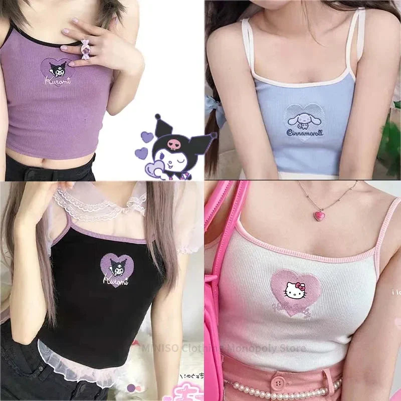 Kawaii Sanrio Tank Top - Hello Kitty Cinnamoroll Melody Purin Kuromi - Women’s Clothing & Accessories - Shirts & Tops