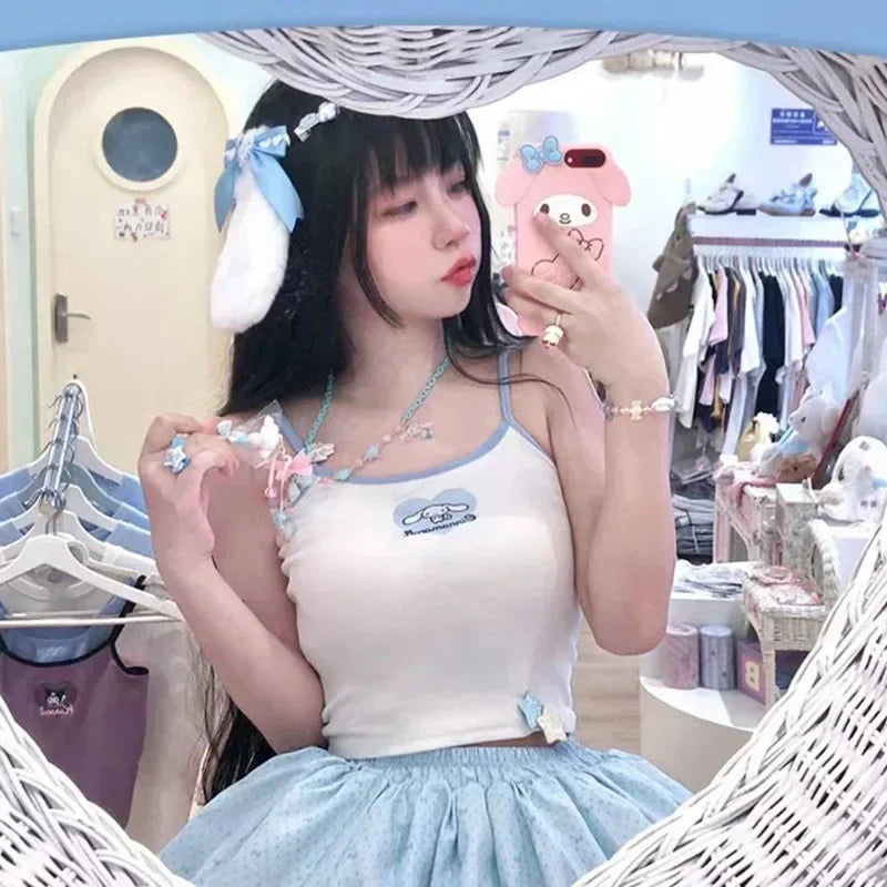 Kawaii Sanrio Tank Top - Hello Kitty Cinnamoroll Melody Purin Kuromi - Women’s Clothing & Accessories - Shirts & Tops