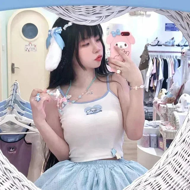 Kawaii Sanrio Tank Top - Hello Kitty Cinnamoroll Melody Purin Kuromi - Cinnamoroll A / 40kg-65kg - Women’s Clothing &