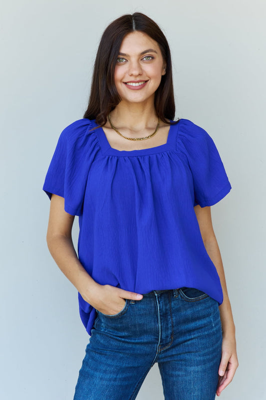 Keep Me Close Square Neck Short Sleeve Blouse in Royal - Blue / S - Women’s Clothing & Accessories - Dresses - 1 - 2024