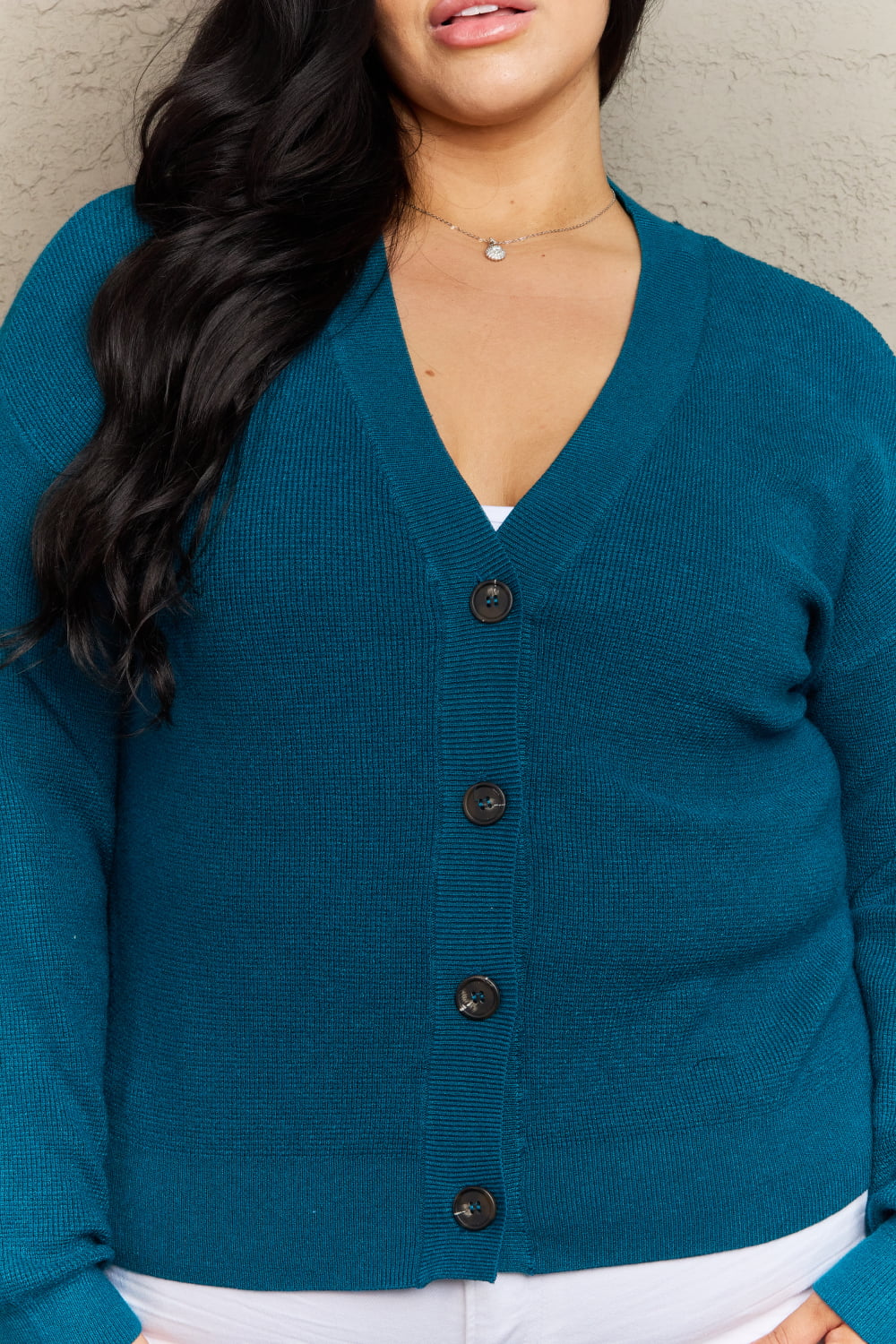 Kiss Me Tonight Full Size Button Down Cardigan in Teal - Women’s Clothing & Accessories - Shirts & Tops - 11 - 2024