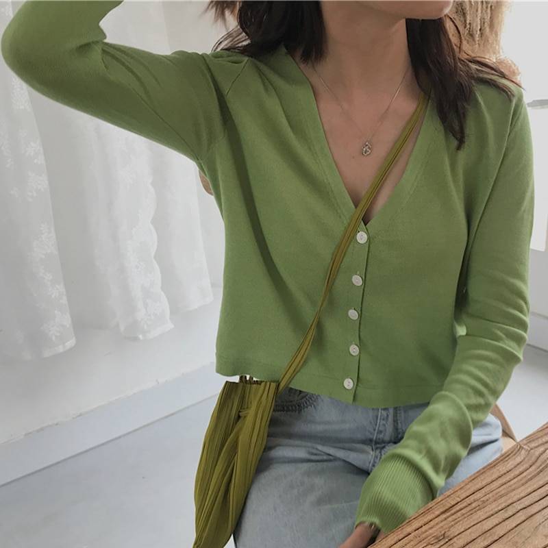 Women’s Knitted Cropped Cardigan - Women’s Clothing & Accessories - Shirts & Tops - 3 - 2024
