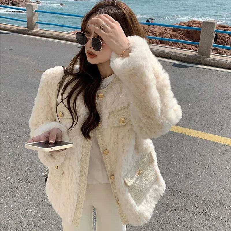 Korean Fashion Lamb Wool Coats - White / L - Women’s Clothing & Accessories - Shirts & Tops - 5 - 2024