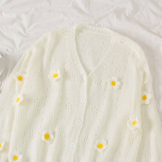 Korean Knitted Cardigan - White / One Size - Women’s Clothing & Accessories - Coats & Jackets - 16 - 2024