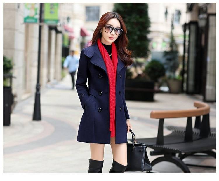 Korean Slim Wool Coats - Women’s Clothing & Accessories - Coats & Jackets - 6 - 2024