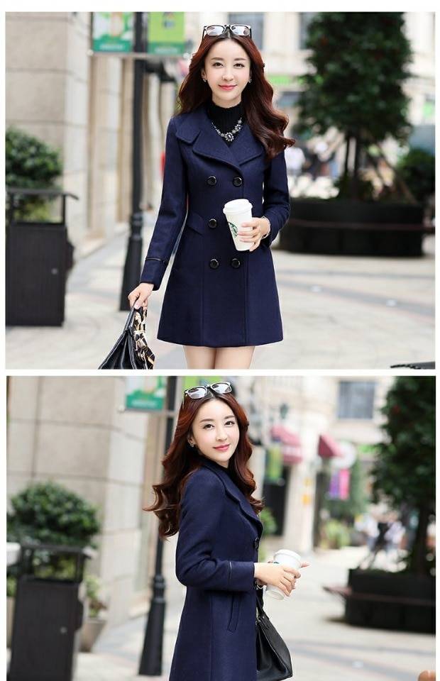 Korean Slim Wool Coats - Women’s Clothing & Accessories - Coats & Jackets - 8 - 2024