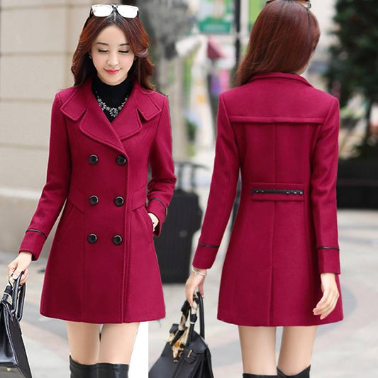 Korean Slim Wool Coats - Women’s Clothing & Accessories - Coats & Jackets - 1 - 2024