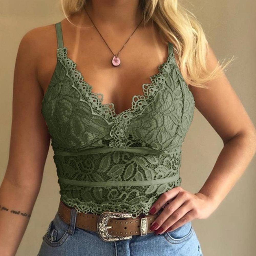 Lace Bralette Crop Top - Army Green / M / united-states - Women’s Clothing & Accessories - Shirts & Tops - 18 - 2024