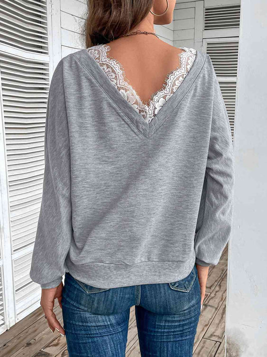 Lace Detail Long Sleeve Top - Women’s Clothing & Accessories - Shirts & Tops - 2 - 2024