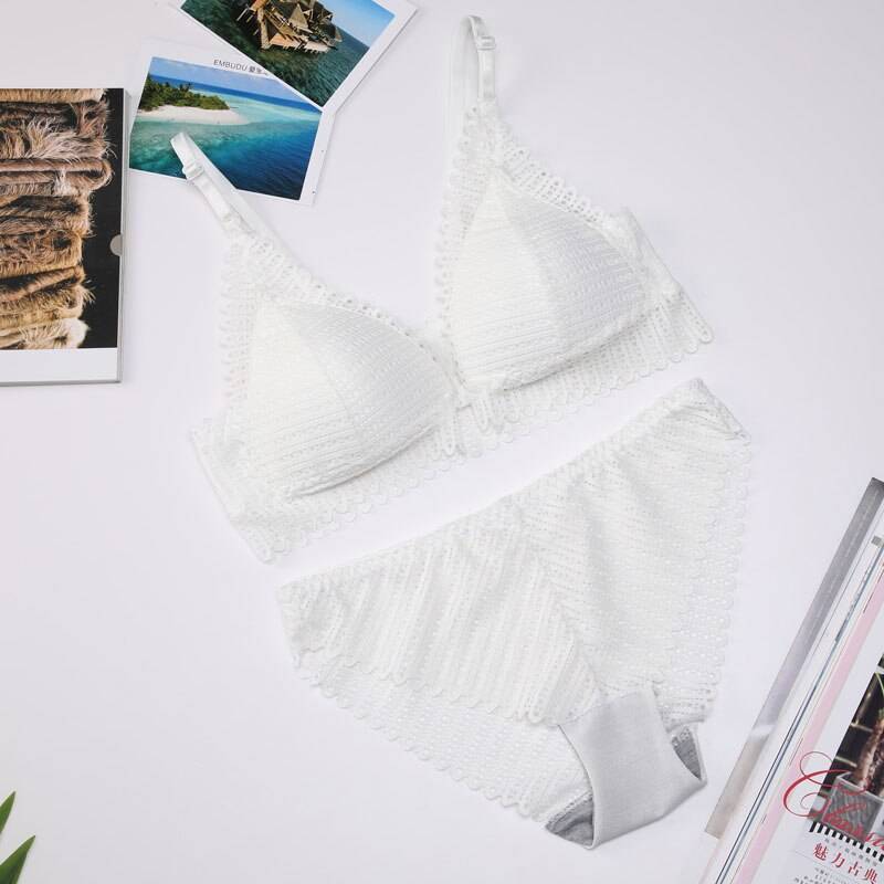 Lace Front Closure Bra With Panties Set - White / 70B - Women’s Clothing & Accessories - Underwear & Socks - 16 - 2024