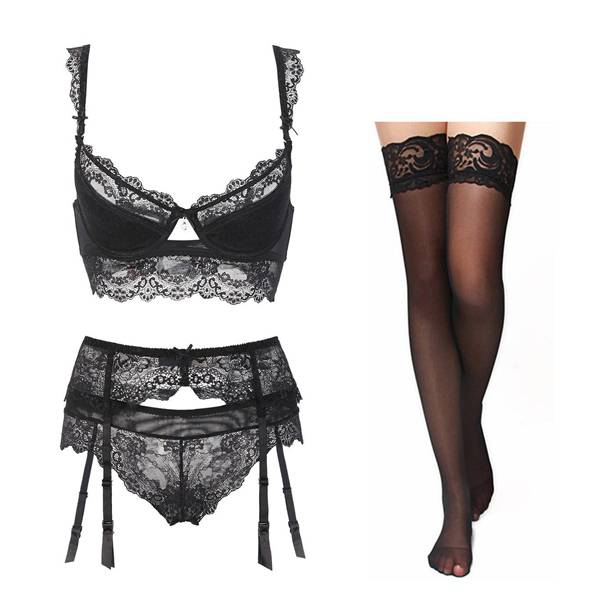Lace Lingerie Bra & Panty Set - Black / 70C - Women’s Clothing & Accessories - Lingerie - 6 - 2024