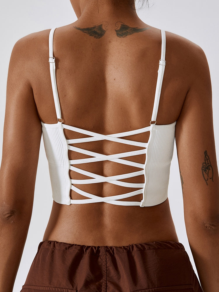 Lace-Up Cropped Tank Top - Women’s Clothing & Accessories - Shirts & Tops - 2 - 2024