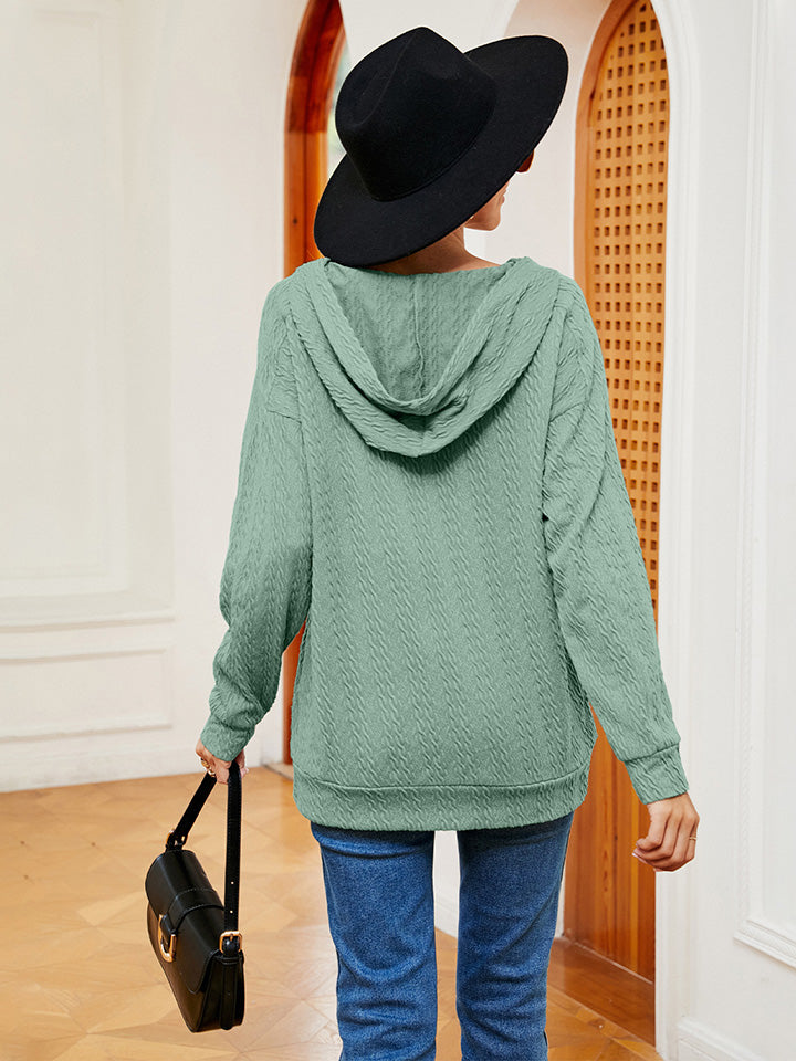 Lace-Up Long Sleeve Hoodie - Women’s Clothing & Accessories - Shirts & Tops - 20 - 2024