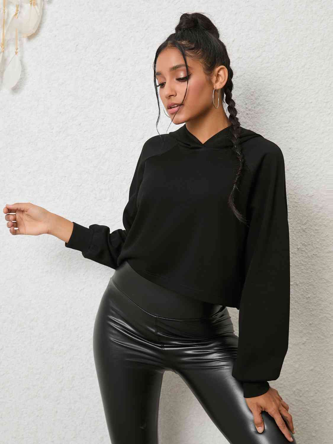 Lace-Up Long Sleeve Hoodie - Women’s Clothing & Accessories - Shirts & Tops - 3 - 2024
