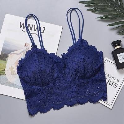 Lace V Neck Bralette - Blue / XL - Women’s Clothing & Accessories - Bras - 17 - 2024