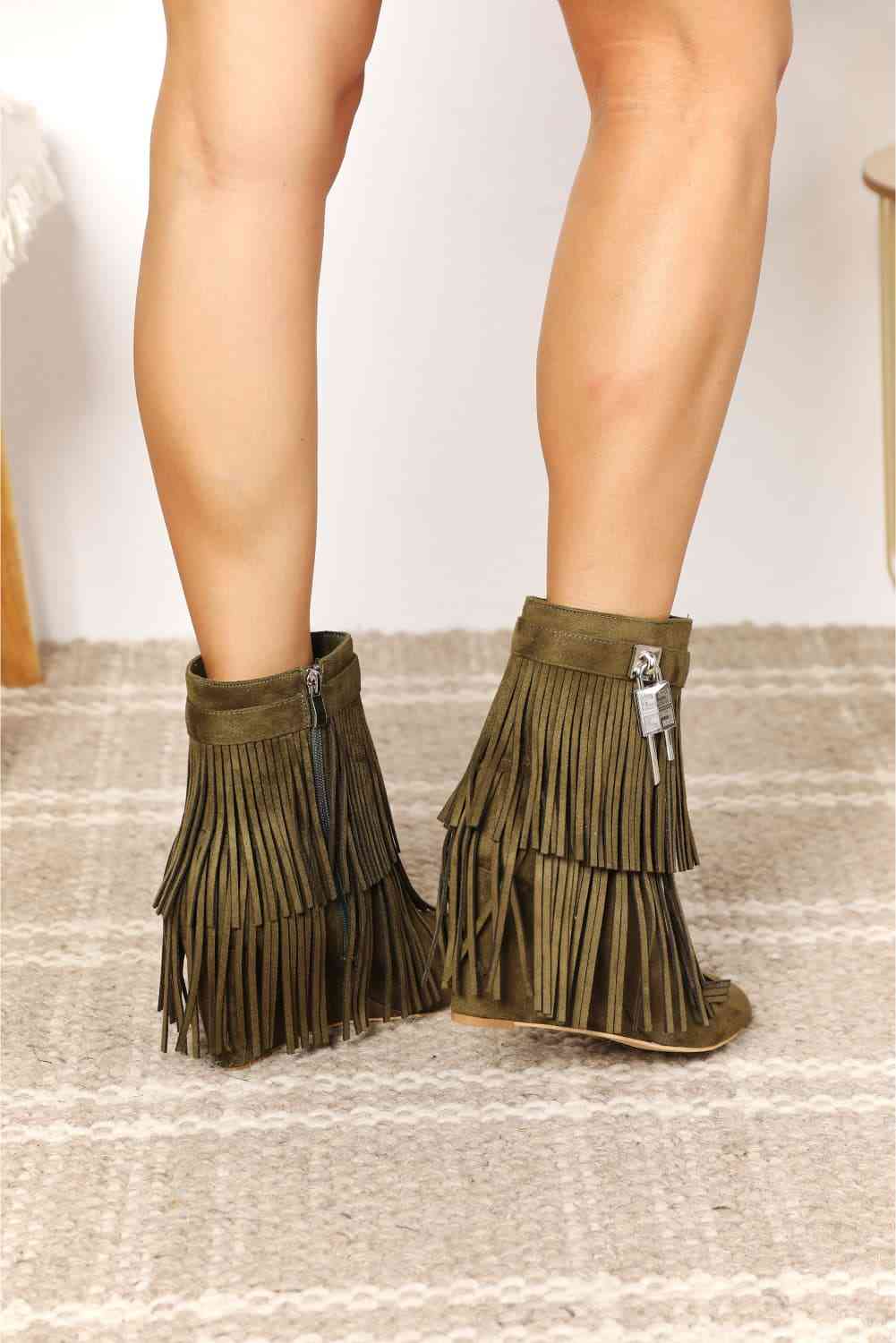 Legend Women’s Tassel Wedge Heel Ankle Booties - Women’s Clothing & Accessories - Shoes - 5 - 2024
