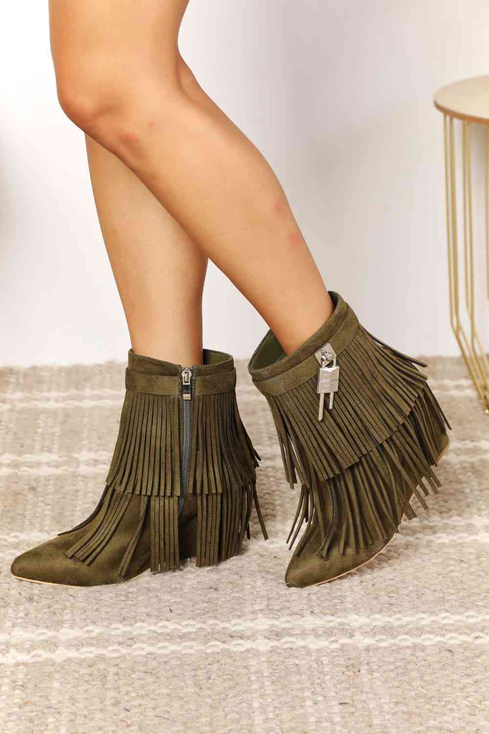 Legend Women’s Tassel Wedge Heel Ankle Booties - Green / 6 - Women’s Clothing & Accessories - Shoes - 1 - 2024