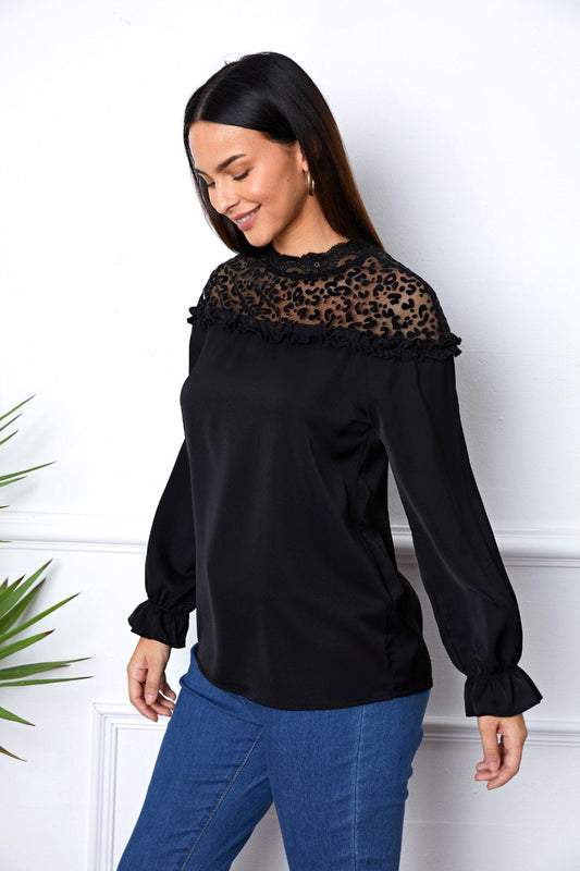 Leopard Frill Flounce Sleeve Blouse - Women’s Clothing & Accessories - Shirts & Tops - 2 - 2024