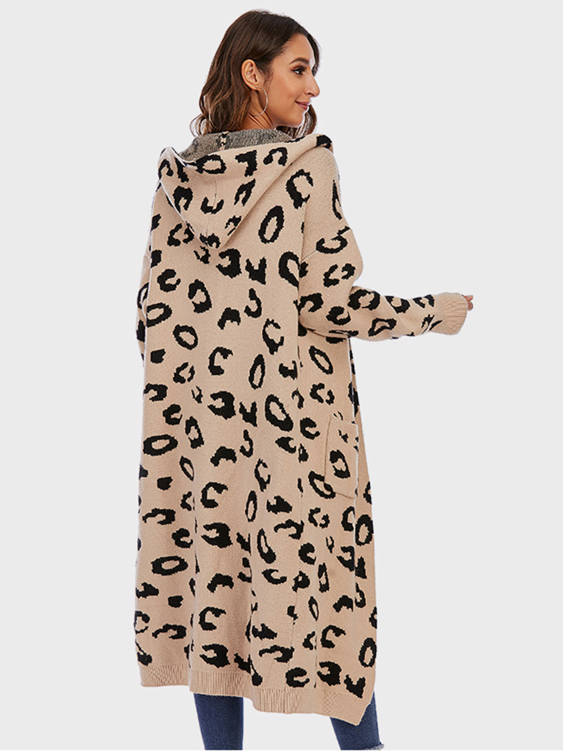 Leopard Hooded Cardigan with Pockets - Women’s Clothing & Accessories - Shirts & Tops - 2 - 2024