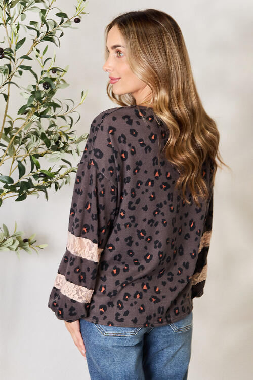Leopard Lace Detail Blouse - Women’s Clothing & Accessories - Shirts & Tops - 2 - 2024