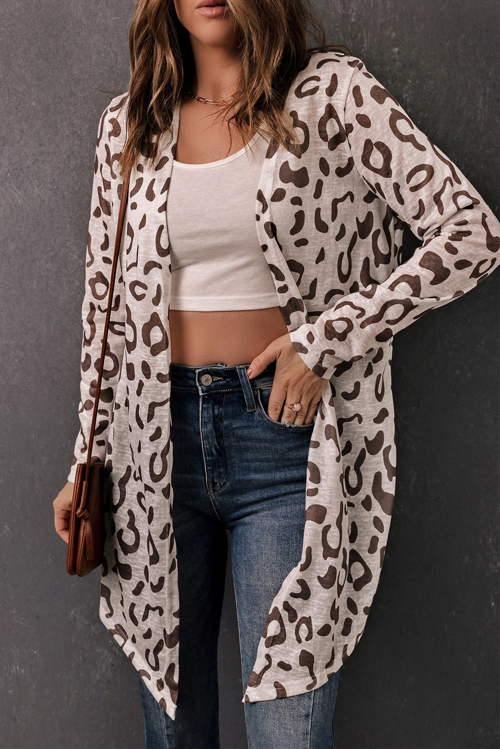 Leopard Long-Sleeve Open Front Cardigan - Khaki / S - Women’s Clothing & Accessories - Dresses - 1 - 2024