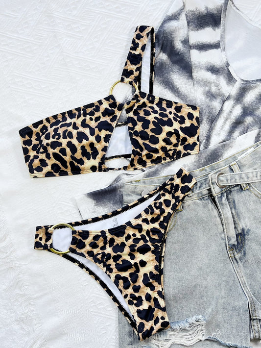 Leopard One-Shoulder Bikini Set - Women’s Clothing & Accessories - Swimwear - 2 - 2024
