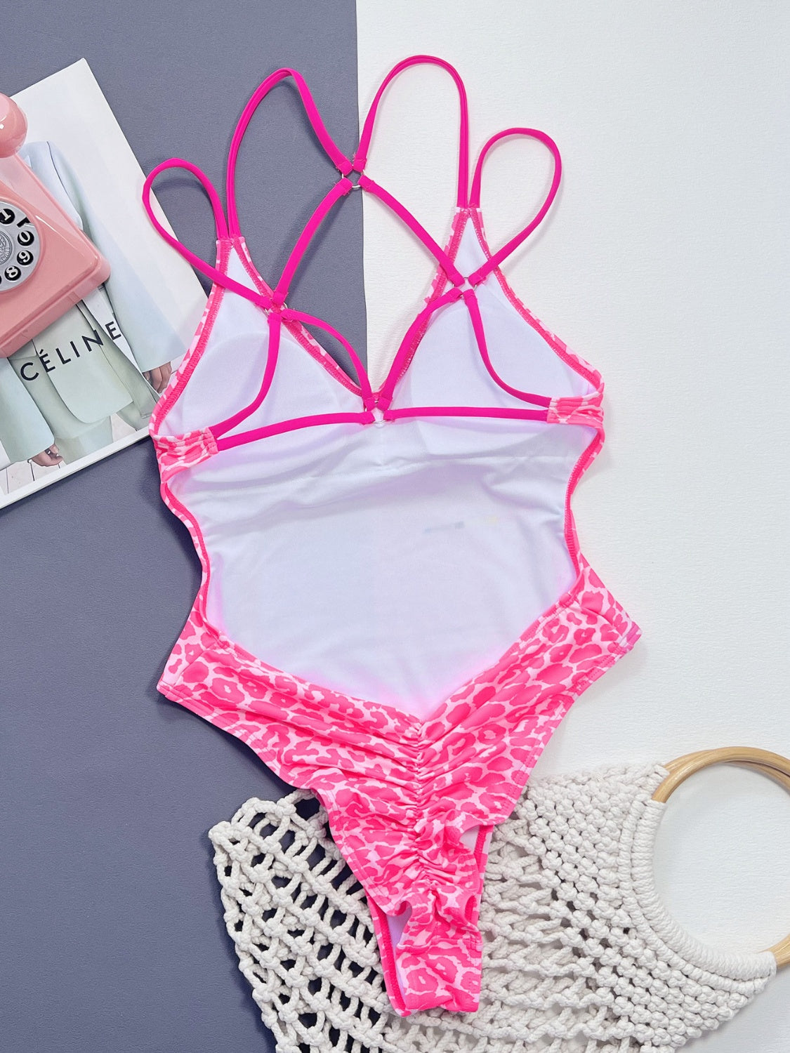 Leopard Plunge Spaghetti Strap One-Piece Swimwear - Women’s Clothing & Accessories - Swimwear - 5 - 2024