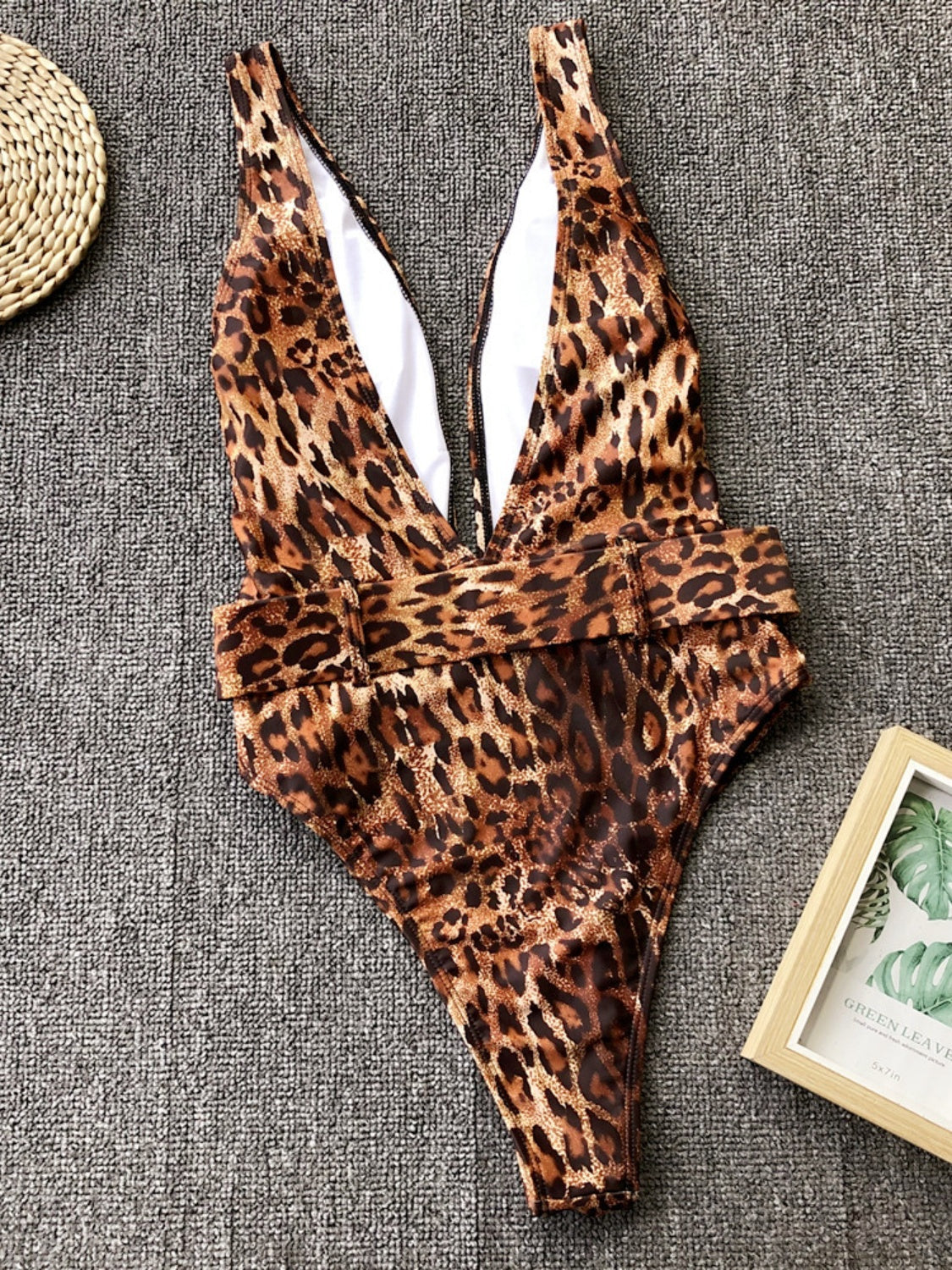 Leopard Plunge Wide Strap Sleeveless One-Piece Swimwear - Women’s Clothing & Accessories - Swimwear - 3 - 2024