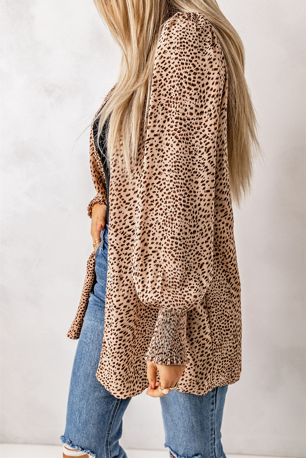 Leopard Print Balloon Sleeve Cardigan - Women’s Clothing & Accessories - Shirts & Tops - 3 - 2024
