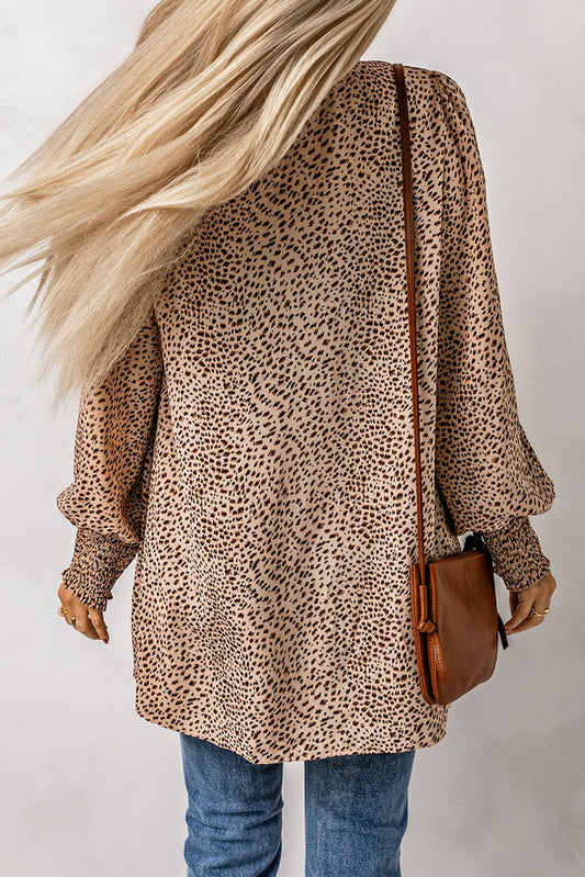 Leopard Print Balloon Sleeve Cardigan - Women’s Clothing & Accessories - Shirts & Tops - 2 - 2024