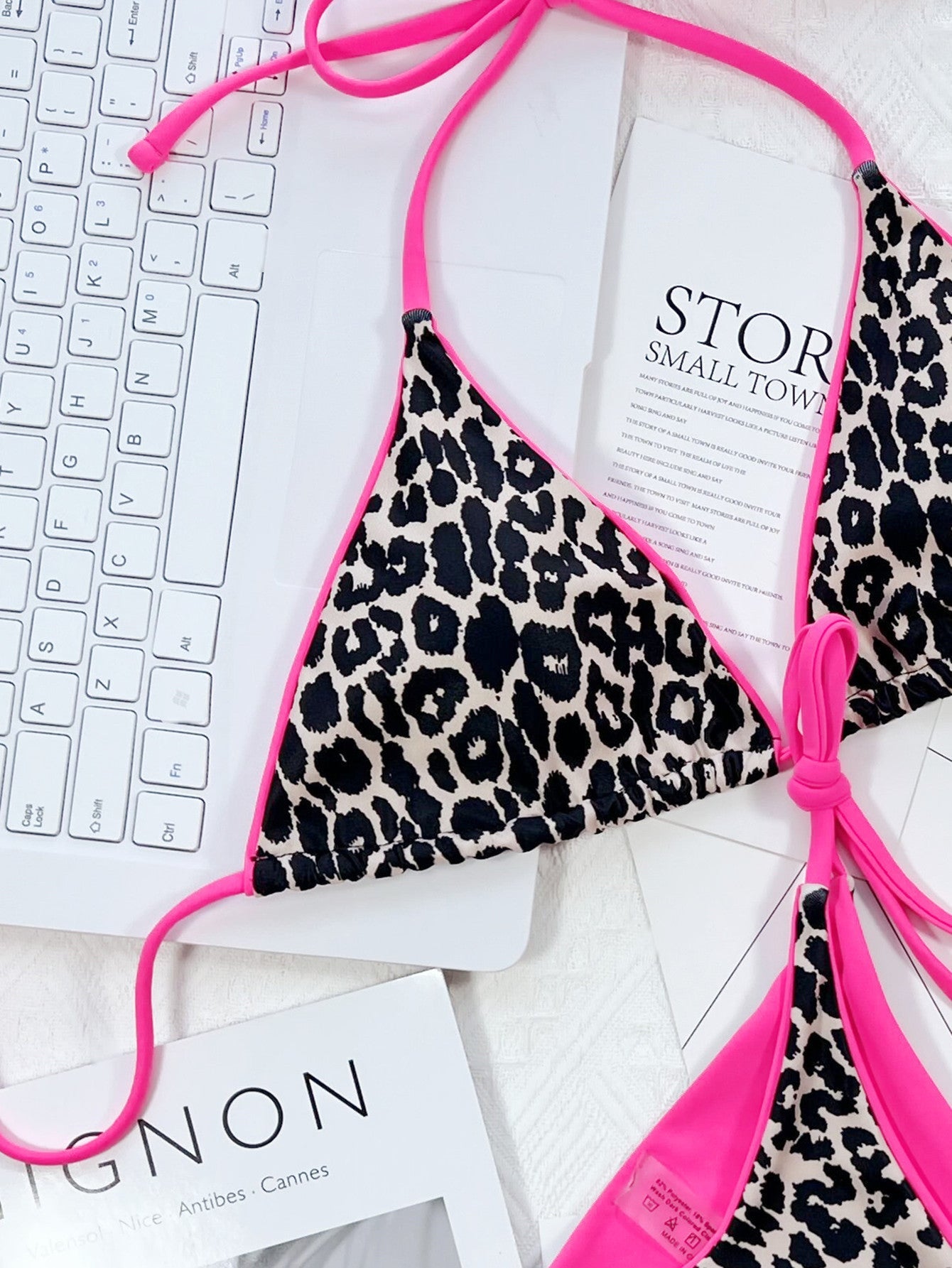 Leopard Print Halter Neck Tie Side Bikini Set - Women’s Clothing & Accessories - Swimwear - 24 - 2024