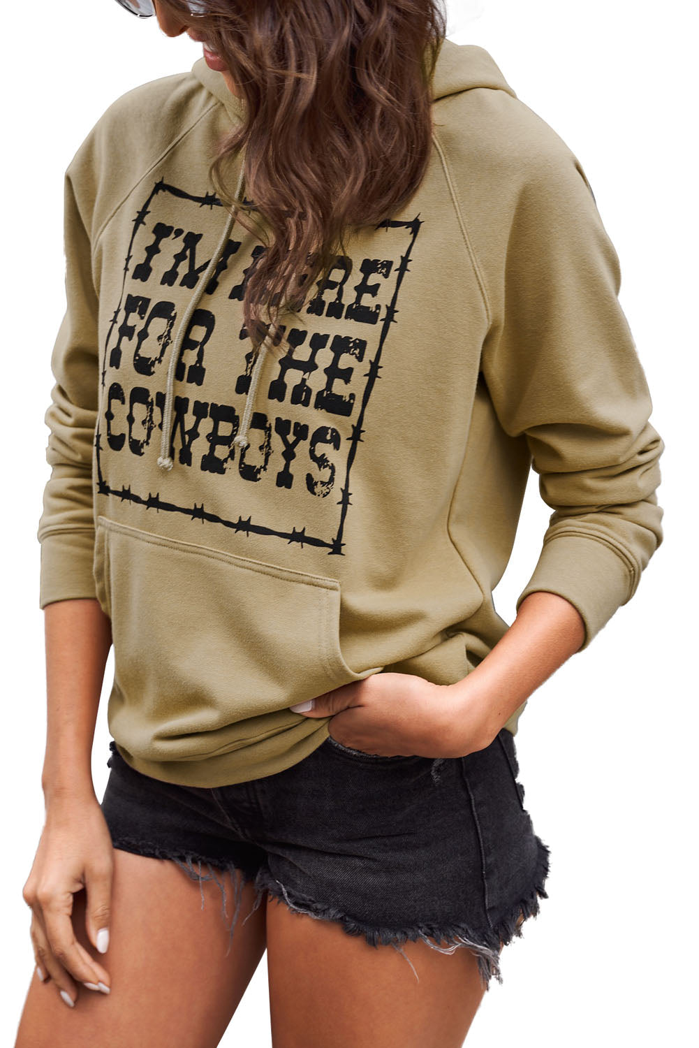Letter Graphic Hoodie with Kangaroo Pocket - Women’s Clothing & Accessories - Shirts & Tops - 6 - 2024