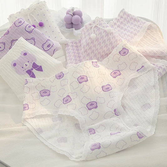 ’Little Bear Cotton Panties Set for Women - Breathable Sexy Underwear - 808601 / M(Fit 32-42kg) / CHINA | 5pcs