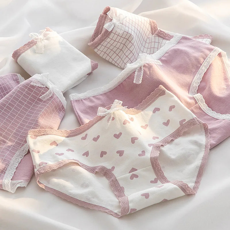 ’Little Bear Cotton Panties Set for Women - Breathable Sexy Underwear - 808611 / M(Fit 32-42kg) / CHINA | 5pcs