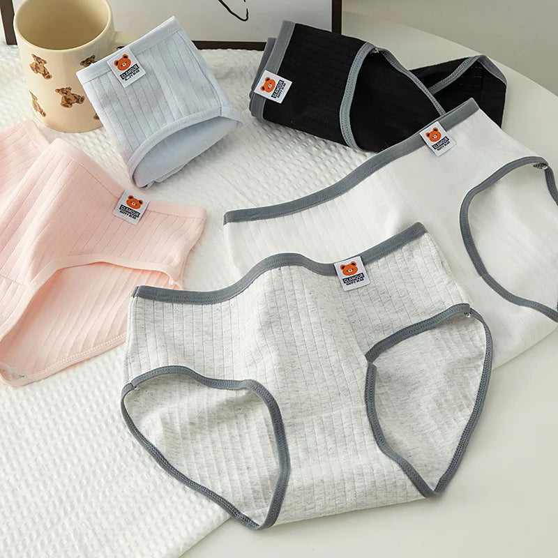 ’Little Bear Cotton Panties Set for Women - Breathable Sexy Underwear - 808604 / M(Fit 32-42kg) / CHINA | 5pcs