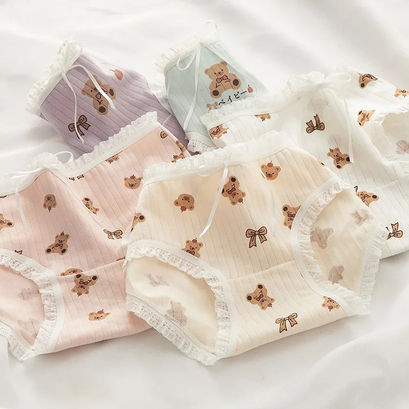 ’Little Bear Cotton Panties Set for Women - Breathable Sexy Underwear - 808615 / M(Fit 32-42kg) / CHINA | 5pcs