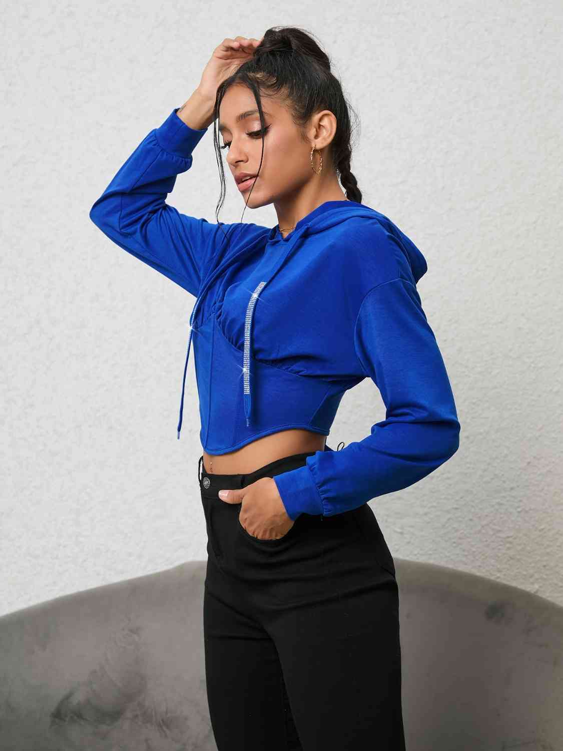 Long Sleeve Drawstring Hoodie - Women’s Clothing & Accessories - Shirts & Tops - 2 - 2024