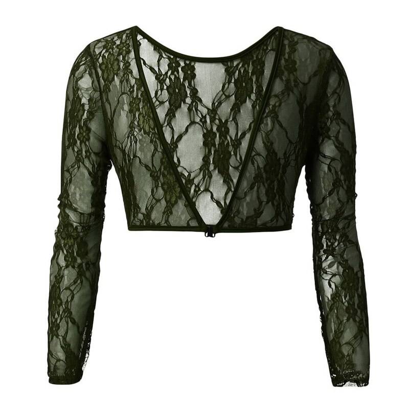 Long Sleeve Mesh Shaping Top - Green / XL - Women’s Clothing & Accessories - Shirts & Tops - 14 - 2024