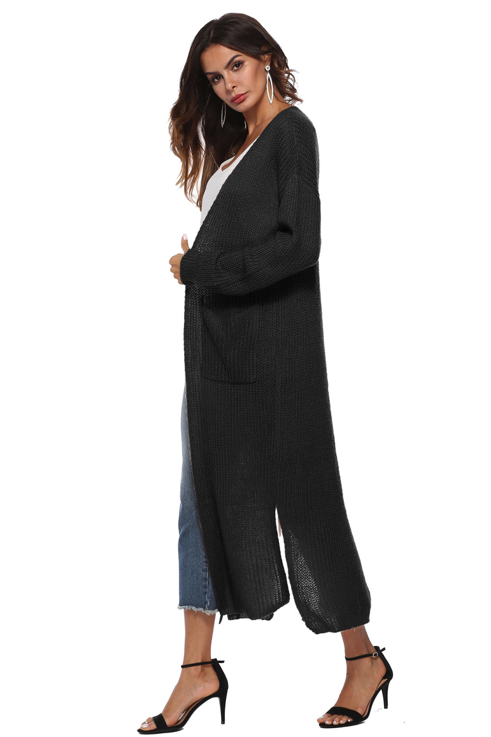 Long Sleeve Open Front Buttoned Cardigan - Women’s Clothing & Accessories - Shirts & Tops - 14 - 2024