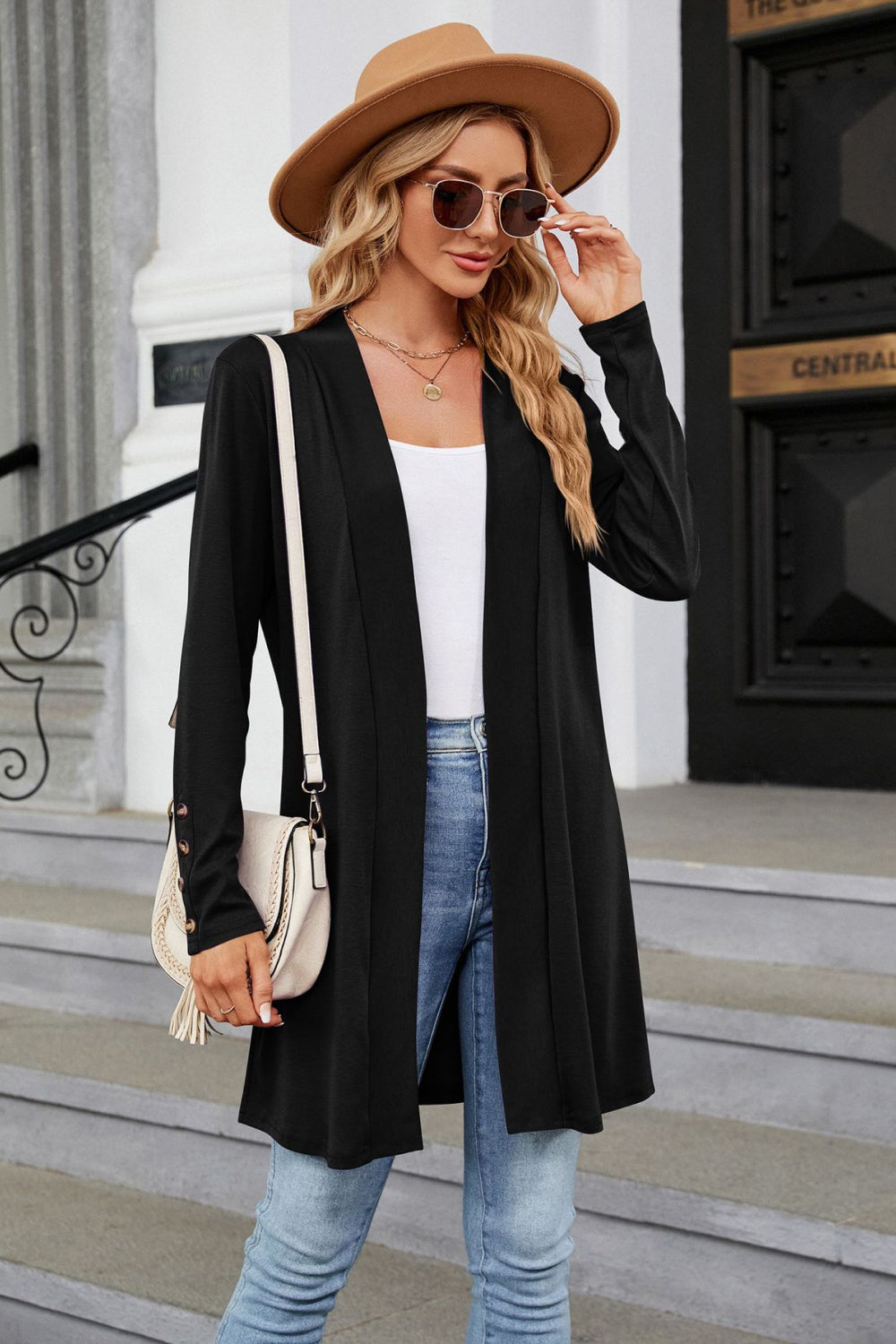 Long Sleeve Open Front Cardigan - Black / S - Women’s Clothing & Accessories - Shirts & Tops - 7 - 2024