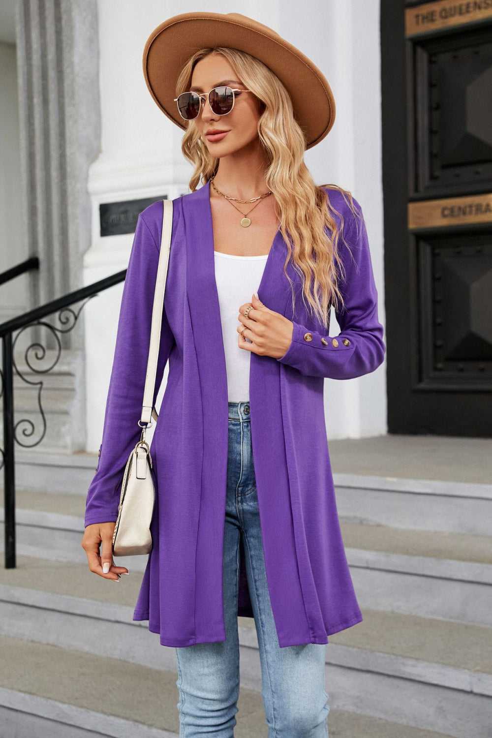 Long Sleeve Open Front Cardigan - Purple / S - Women’s Clothing & Accessories - Shirts & Tops - 1 - 2024