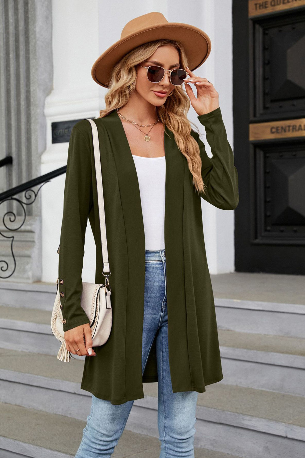 Long Sleeve Open Front Cardigan - Green / S - Women’s Clothing & Accessories - Shirts & Tops - 16 - 2024