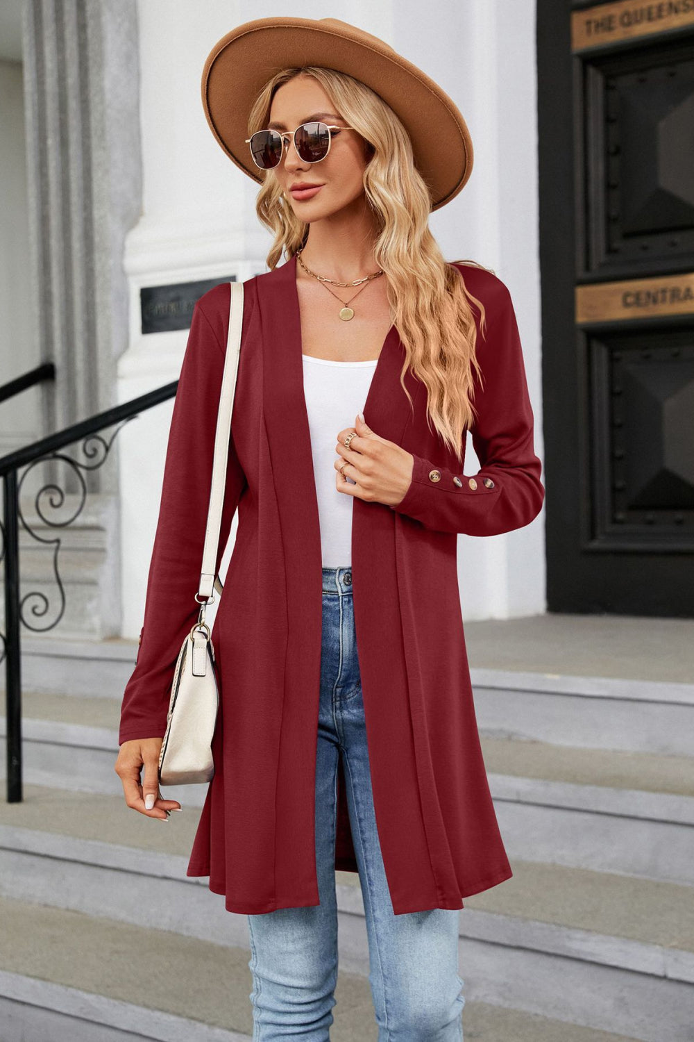 Long Sleeve Open Front Cardigan - Dark Red / S - Women’s Clothing & Accessories - Shirts & Tops - 13 - 2024