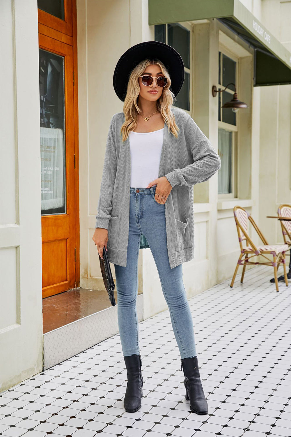 Long Sleeve Pocketed Cardigan - Light Gray / S - Women’s Clothing & Accessories - Shirts & Tops - 1 - 2024