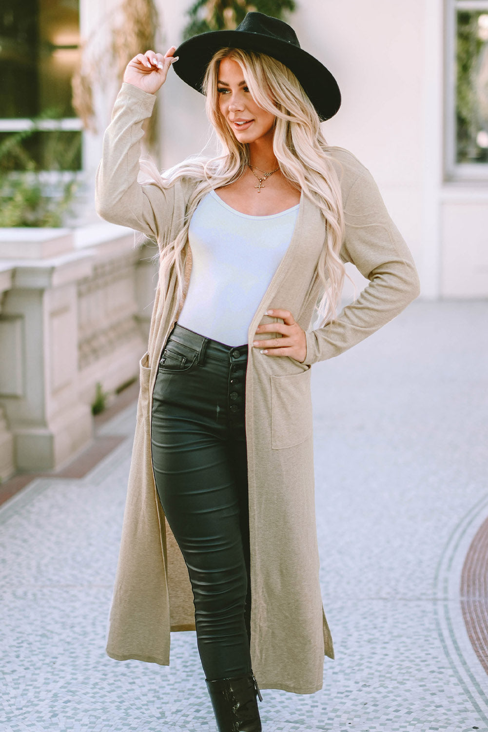 Long Sleeve Slit Cardigan with Pocket - Women’s Clothing & Accessories - Shirts & Tops - 3 - 2024
