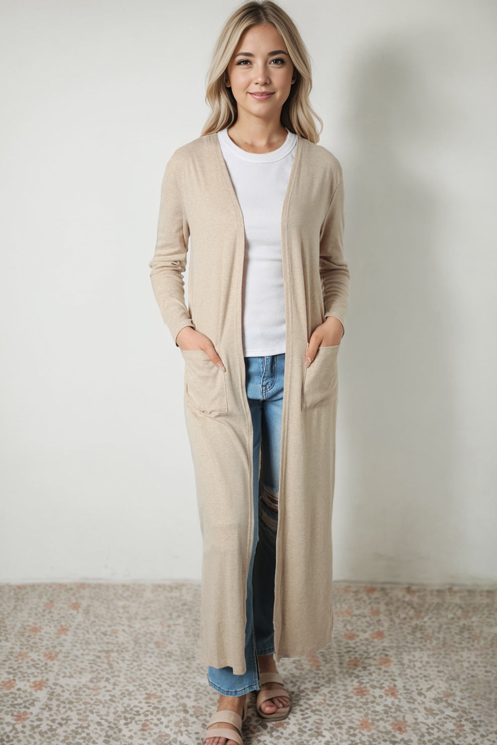 Long Sleeve Slit Cardigan with Pocket - Women’s Clothing & Accessories - Shirts & Tops - 6 - 2024