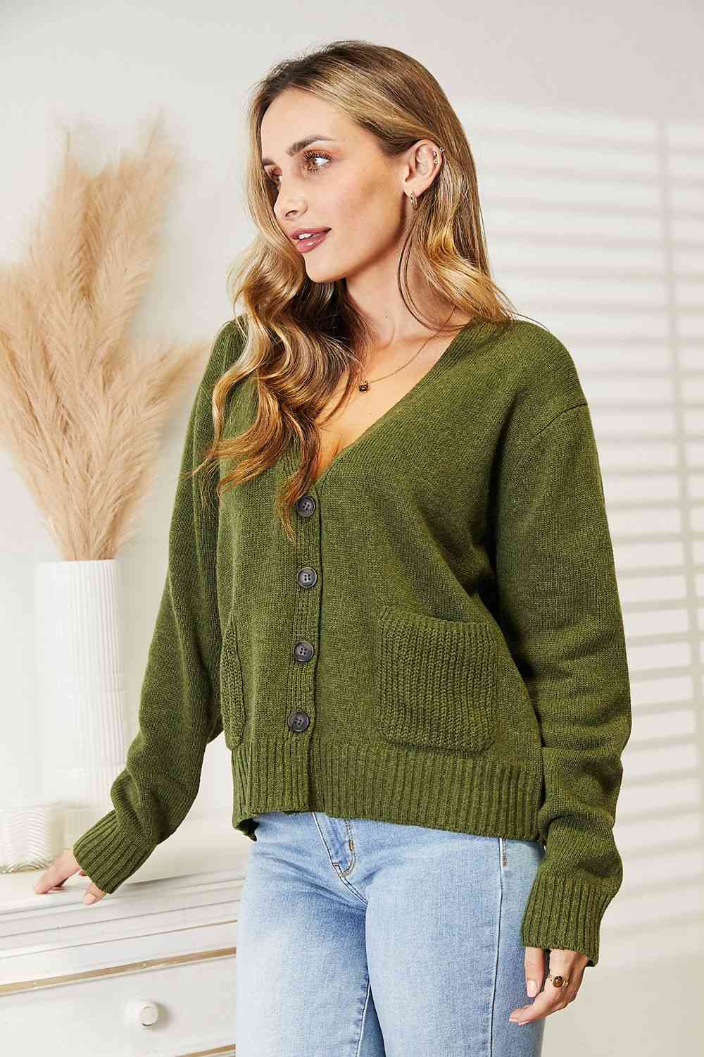 Long Sleeve V Neck Button Down Cardigan - Women’s Clothing & Accessories - Shirts & Tops - 7 - 2024