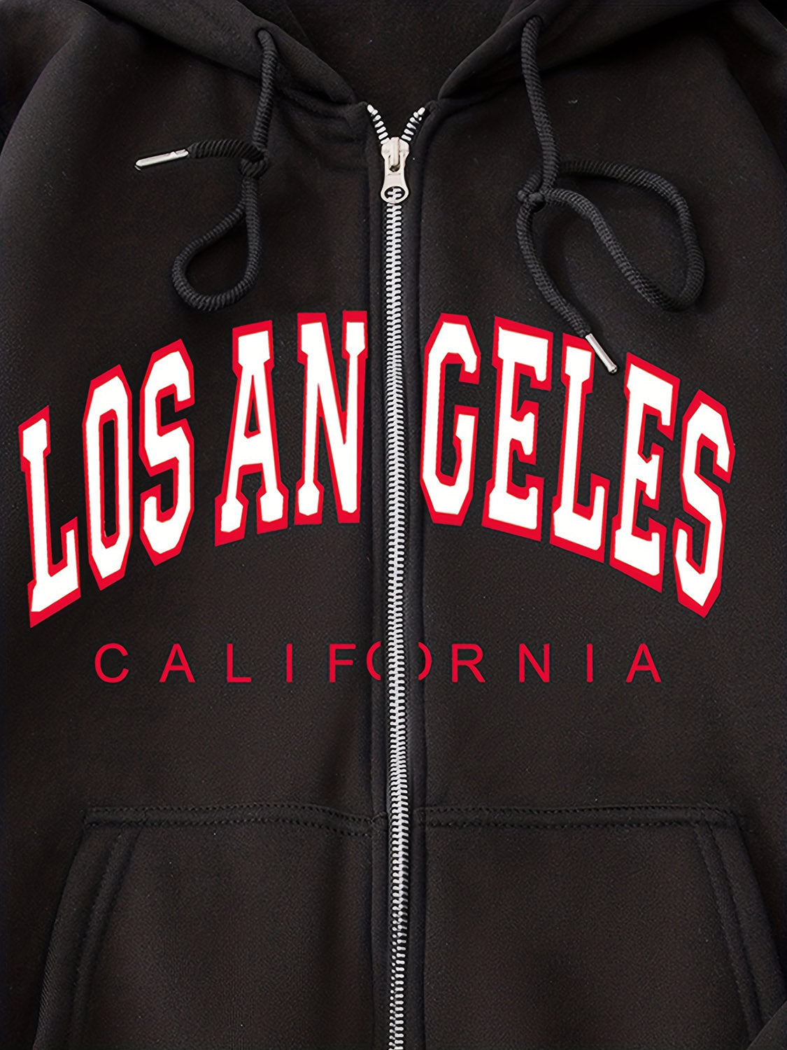 LOS ANGELES CALIFORNIA Graphic Drawstring Hooded Jacket - Women’s Clothing & Accessories - Coats & Jackets - 3 - 2024