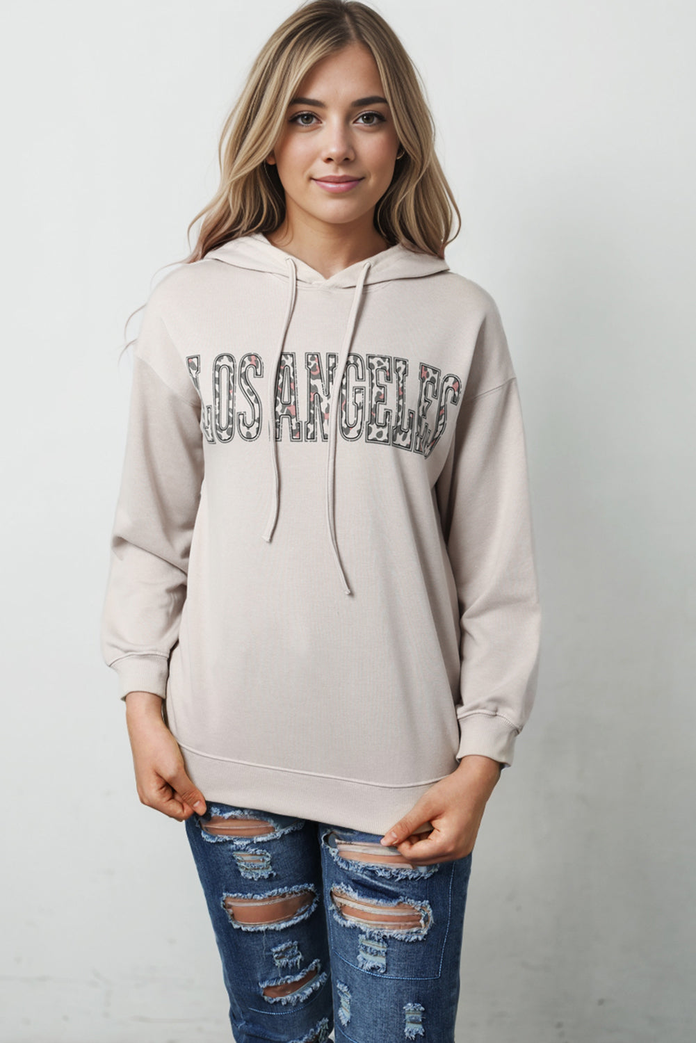 LOS ANGELES Graphic Hoodie - Light Gray / S - Women’s Clothing & Accessories - Coats & Jackets - 1 - 2024