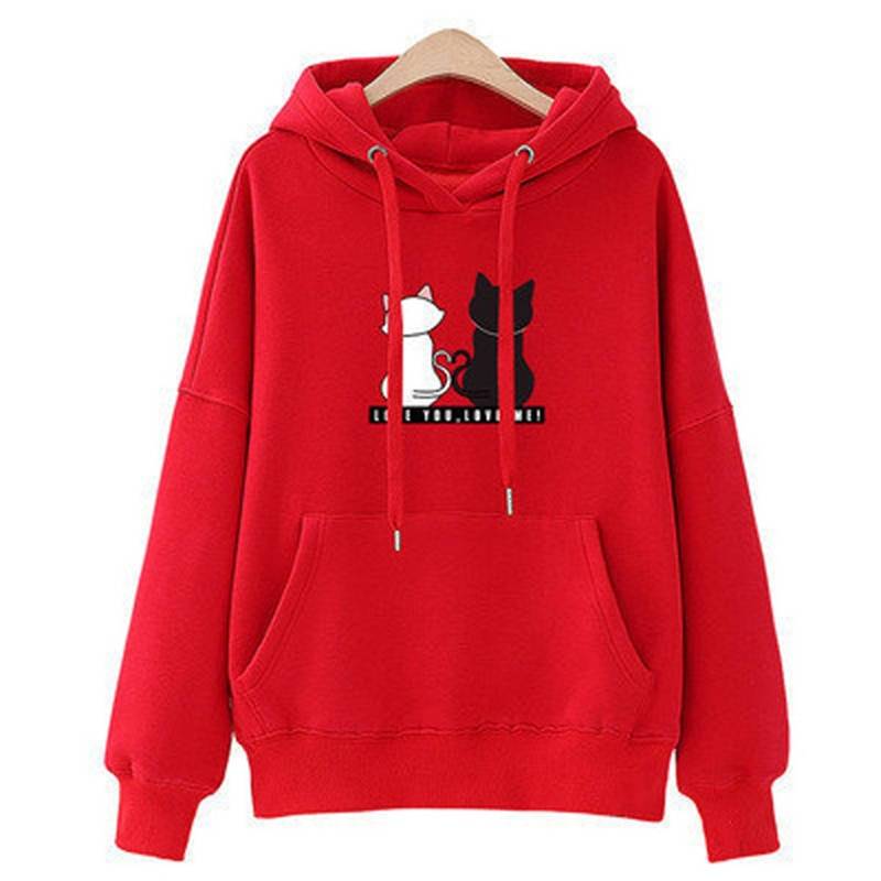 Love You. Love Me! Cat Hoodie - Red / M - Women’s Clothing & Accessories - Shirts & Tops - 19 - 2024